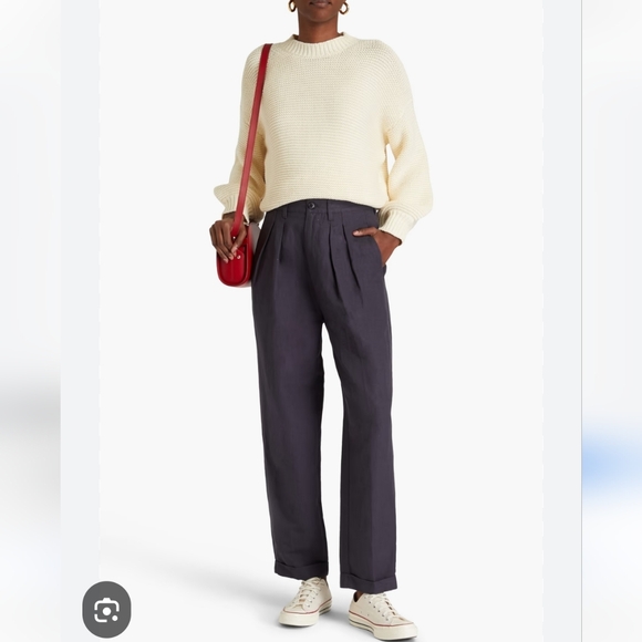 NEW Alex Mill Black Keaton Tapered Cotton Lyocell Pants Trousers Size 10 Pleated - Picture 2 of 12